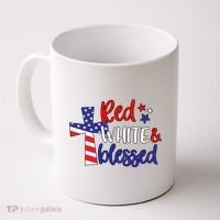 Red White And Blessed Usa Cross Celebration Coffee Mug thumb 0
