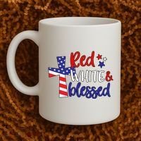 Red White And Blessed Usa Cross Celebration Coffee Mug thumb 2