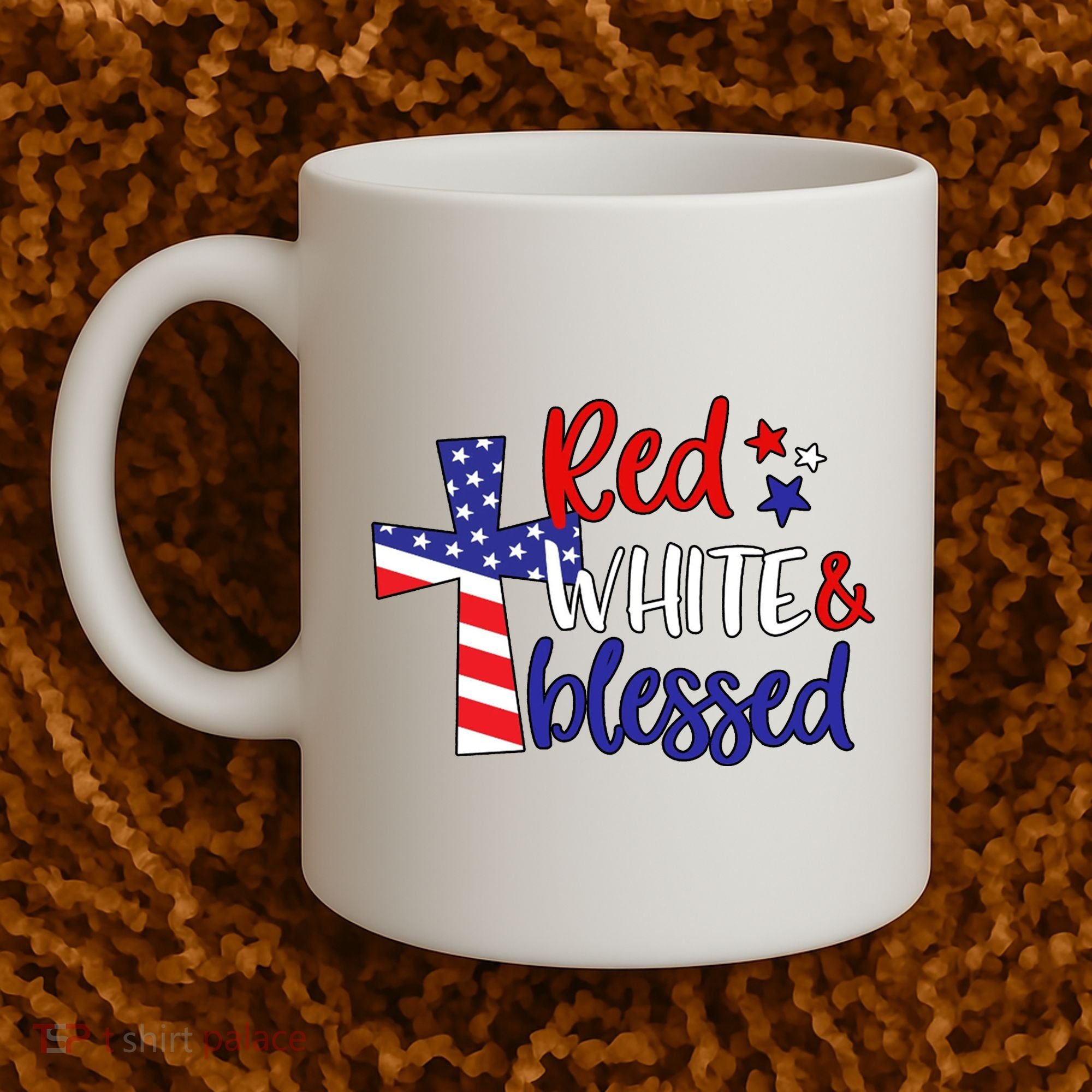 Red White And Blessed Usa Cross Celebration Coffee Mug
