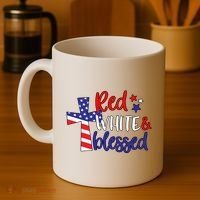 Red White And Blessed Usa Cross Celebration Coffee Mug thumb 4