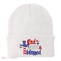 Red White And Blessed Usa Cross Celebration Beanie thumb 0