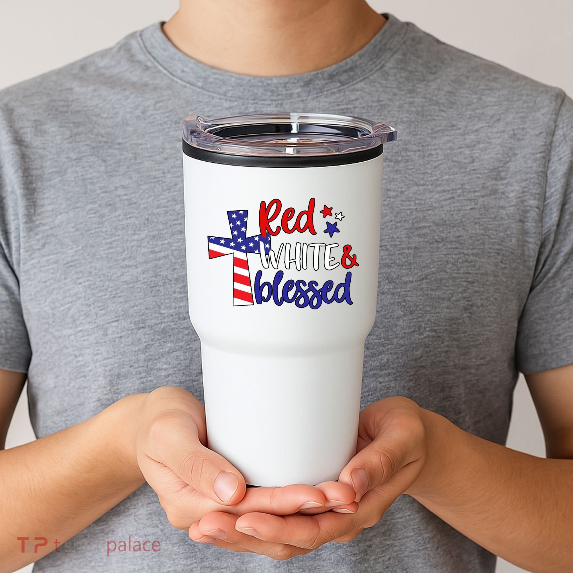 Red White And Blessed Usa Cross Celebration Tumbler