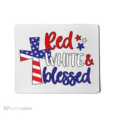 Red White And Blessed Usa Cross Celebration Mousepad