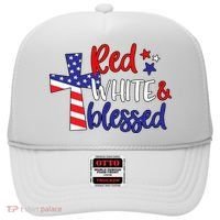 Red White And Blessed Usa Cross Celebration Hat thumb 0