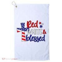 Red White And Blessed Usa Cross Celebration Golf Towel thumb 0