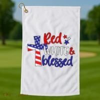 Red White And Blessed Usa Cross Celebration Golf Towel thumb 1