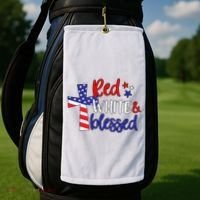 Red White And Blessed Usa Cross Celebration Golf Towel thumb 2