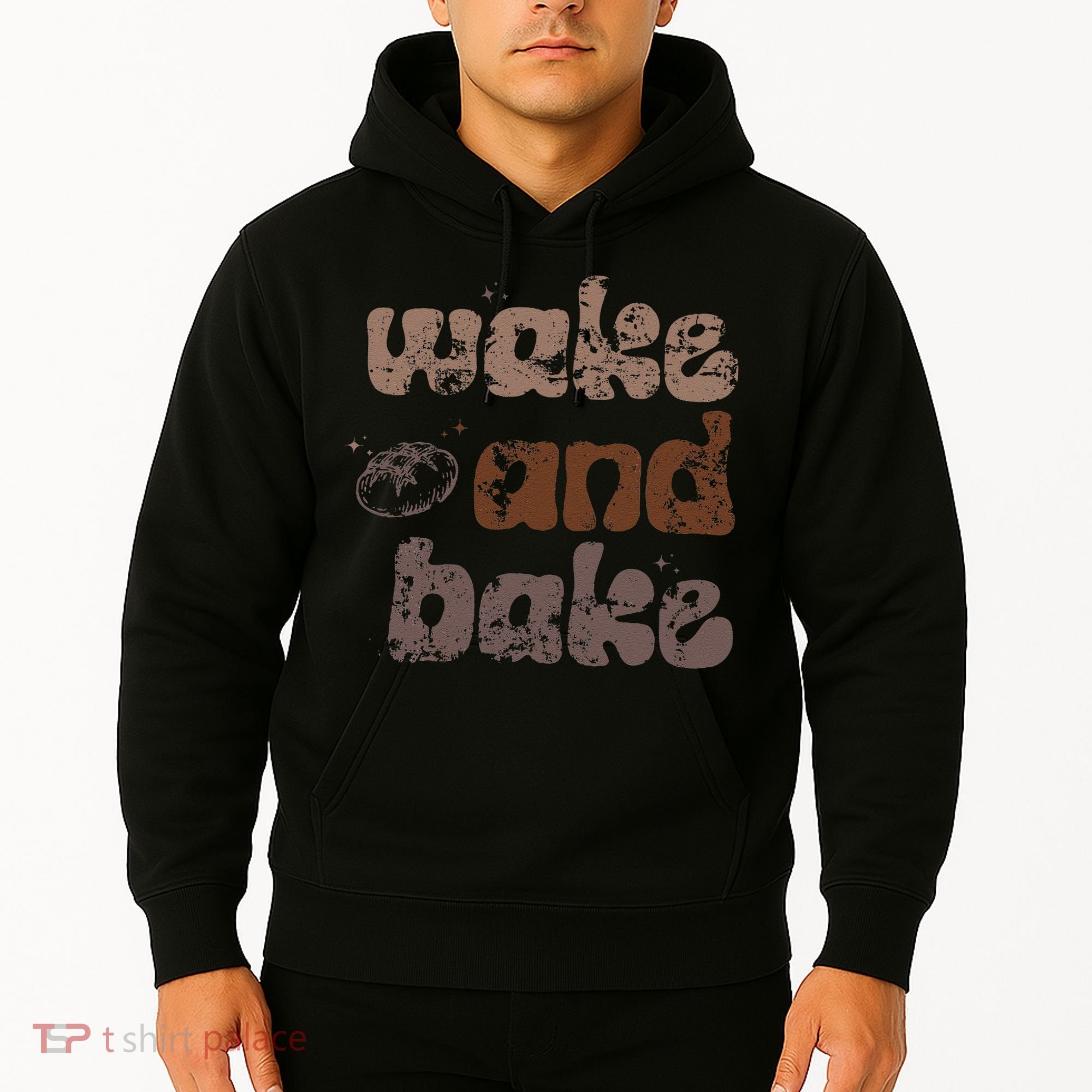 Retro Wake And Bake Funny Sourdough Starter Bread Baking Hoodie