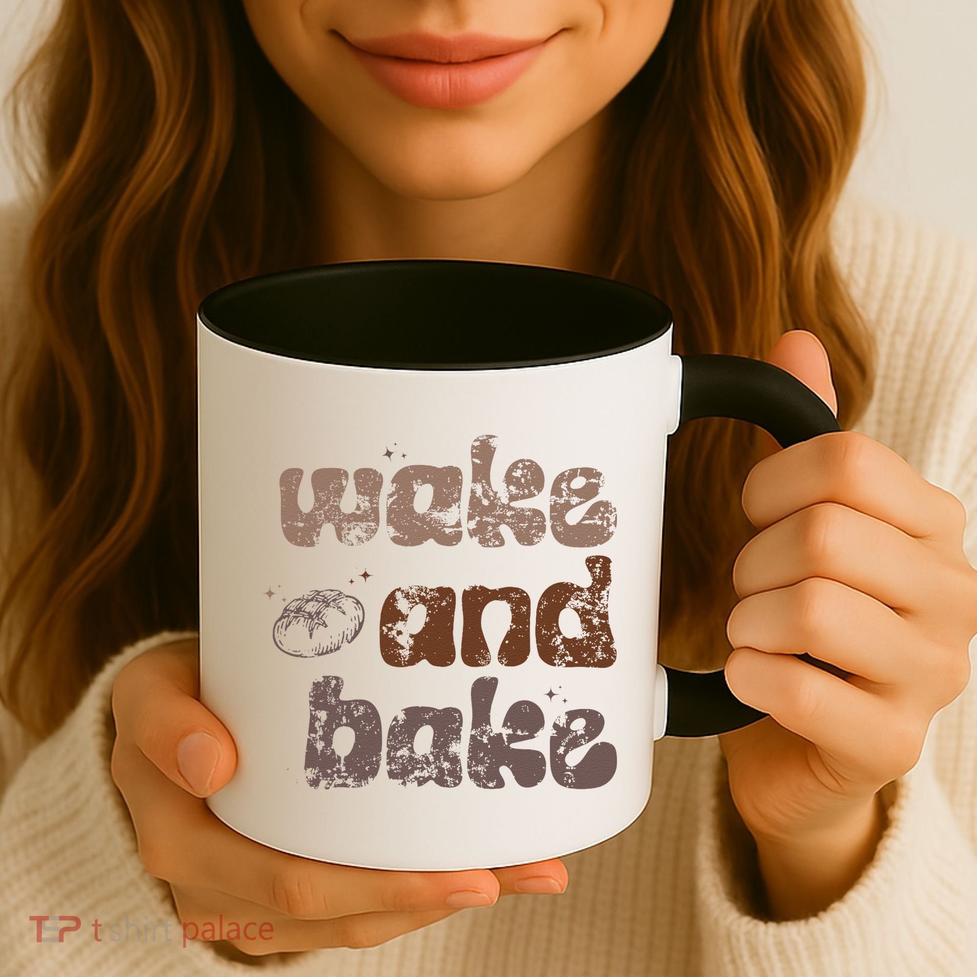Retro Wake And Bake Funny Sourdough Starter Bread Baking Coffee Mug