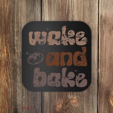 Retro Wake And Bake Funny Sourdough Starter Bread Baking Coaster