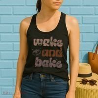 Retro Wake And Bake Funny Sourdough Starter Bread Baking Women's Tank Top thumb 2