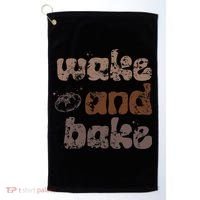 Retro Wake And Bake Funny Sourdough Starter Bread Baking Golf Towel thumb 0