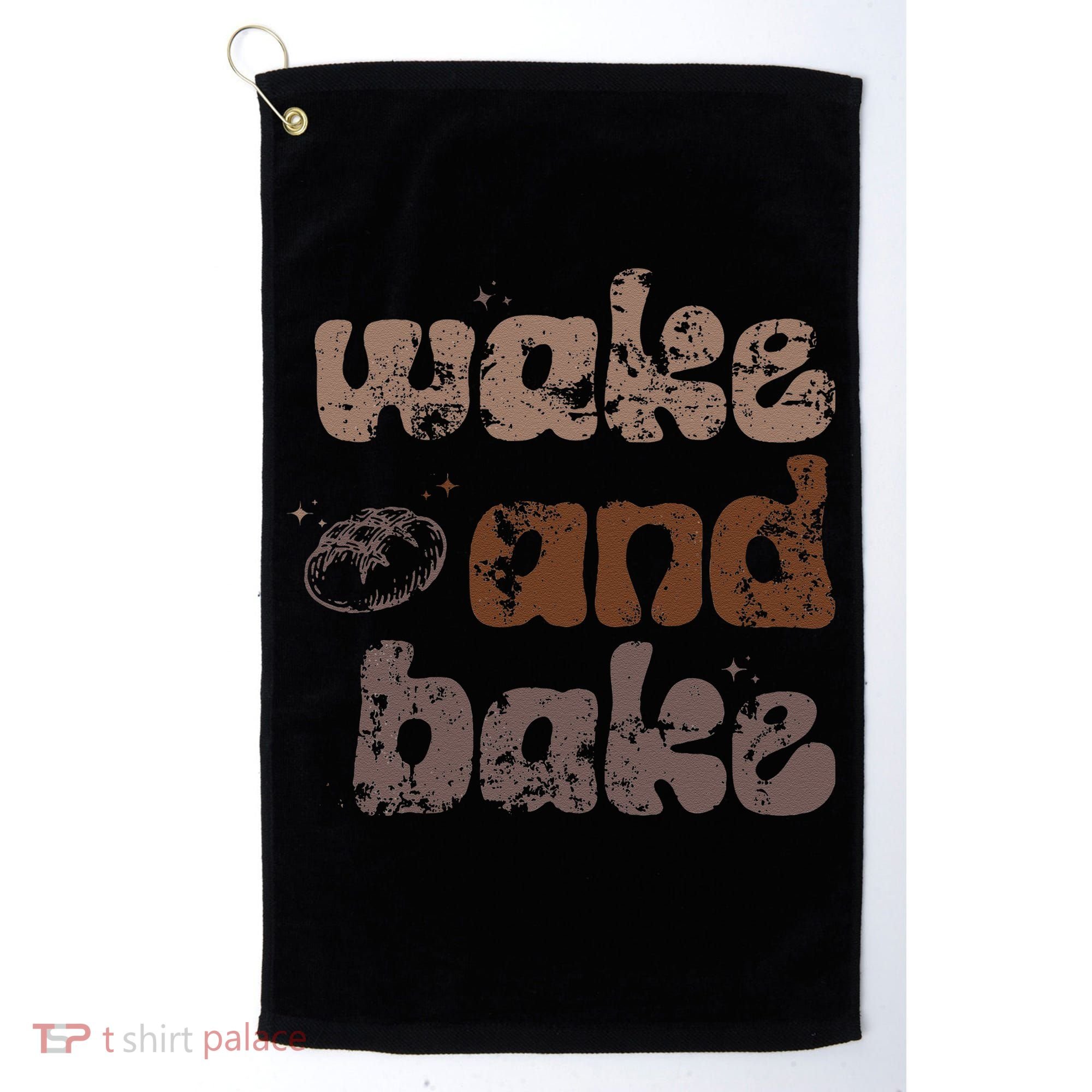 Retro Wake And Bake Funny Sourdough Starter Bread Baking Golf Towel