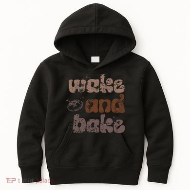 Retro Wake And Bake Funny Sourdough Starter Bread Baking Kids Hoodie