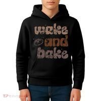 Retro Wake And Bake Funny Sourdough Starter Bread Baking Kids Hoodie thumb 4