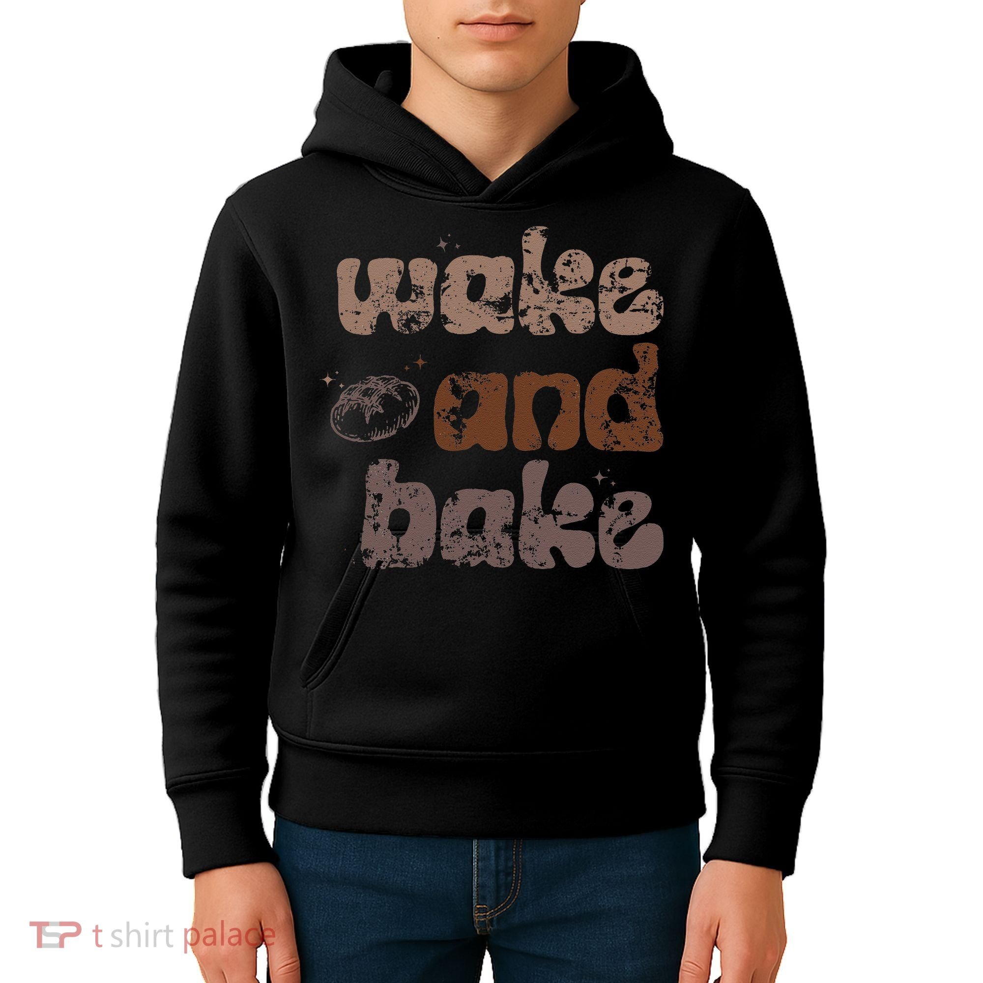 Retro Wake And Bake Funny Sourdough Starter Bread Baking Kids Hoodie