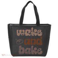 Retro Wake And Bake Funny Sourdough Starter Bread Baking Tote Bag thumb 0