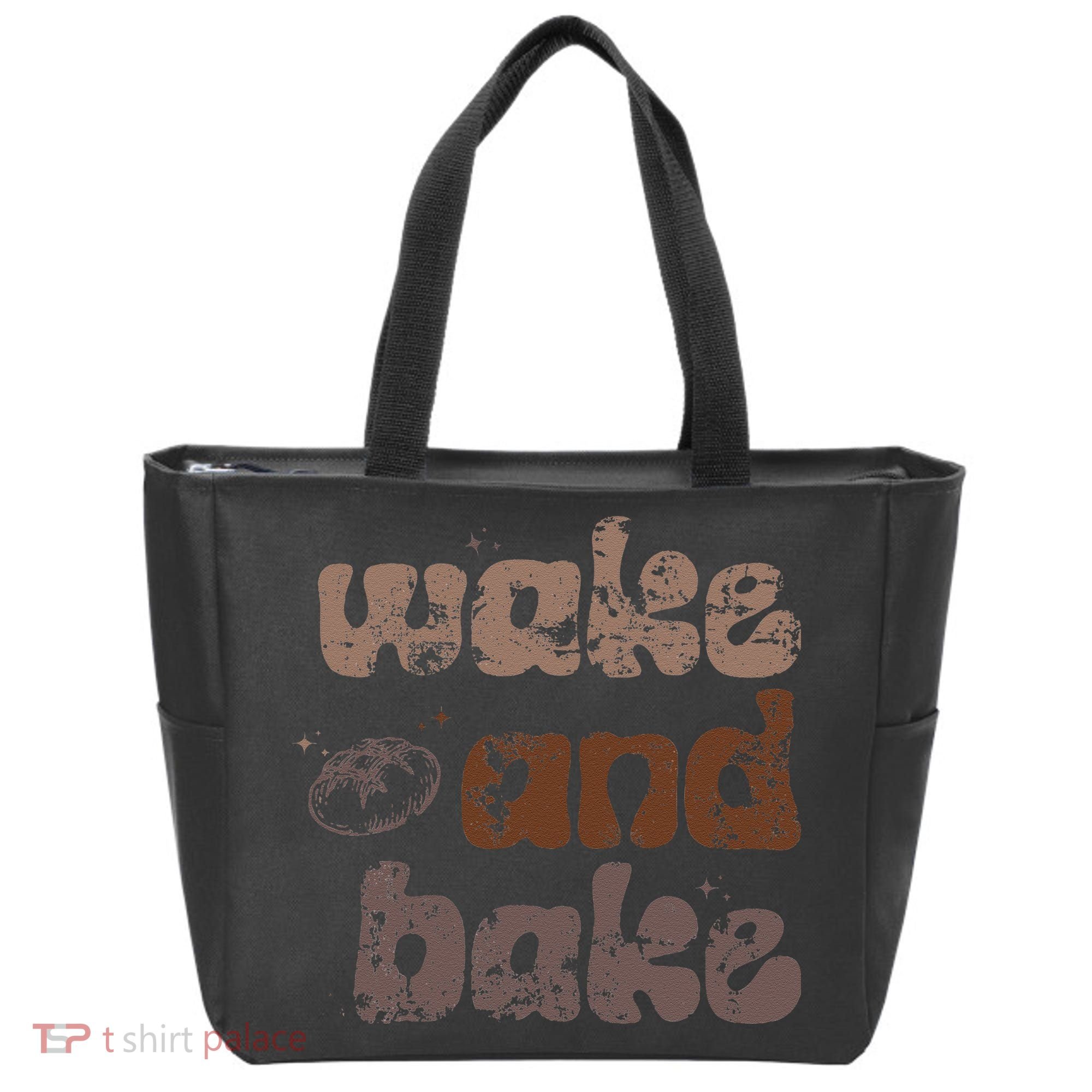 Retro Wake And Bake Funny Sourdough Starter Bread Baking Tote Bag
