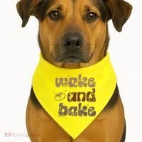 Retro Wake And Bake Funny Sourdough Starter Bread Baking USA-Made Doggie Bandana thumb 1