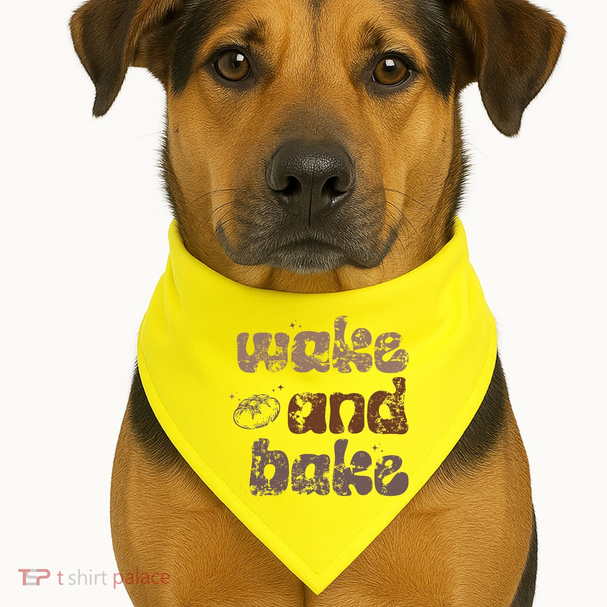 Retro Wake And Bake Funny Sourdough Starter Bread Baking USA-Made Doggie Bandana