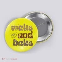 Retro Wake And Bake Funny Sourdough Starter Bread Baking Button thumb 0