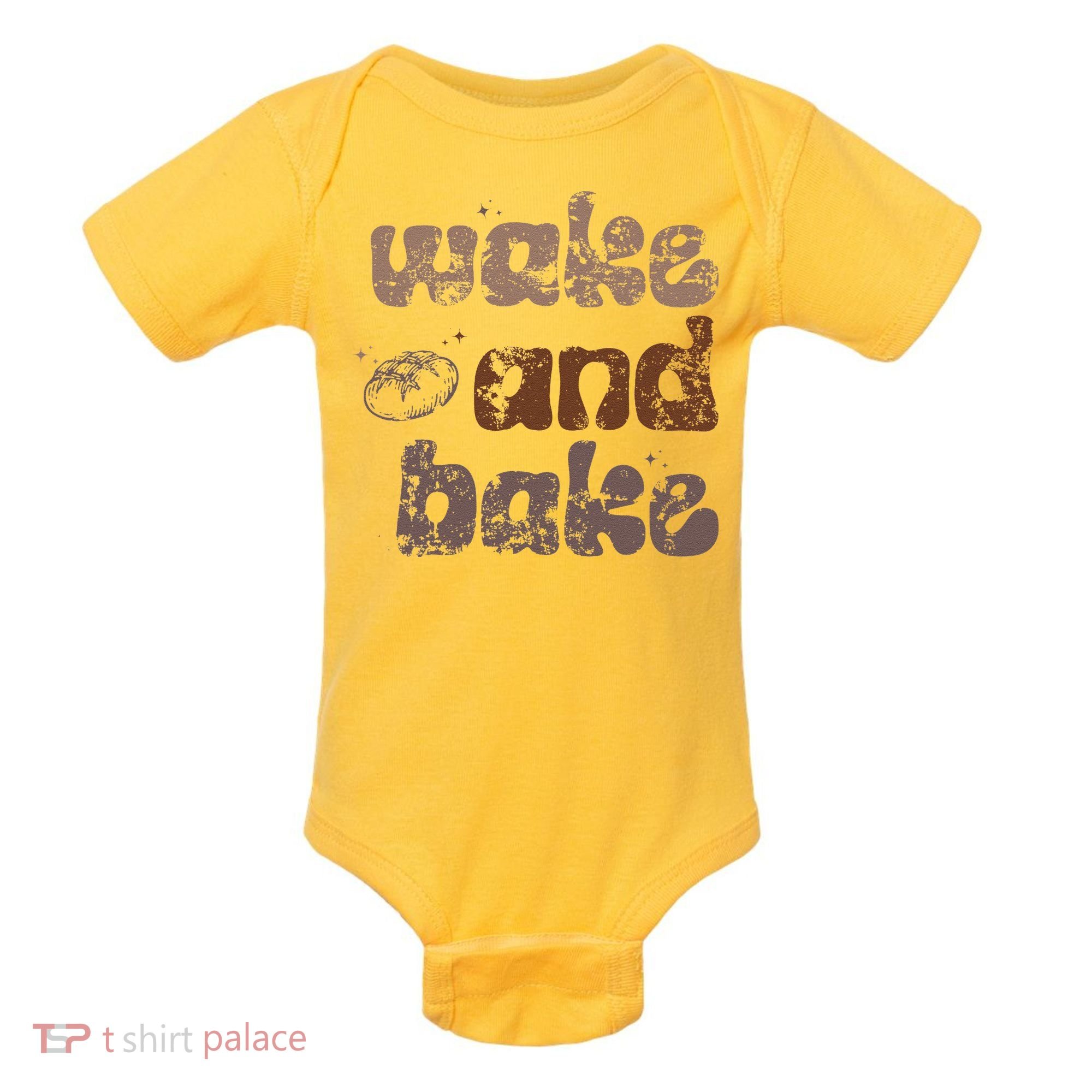 Retro Wake And Bake Funny Sourdough Starter Bread Baking Baby Bodysuit