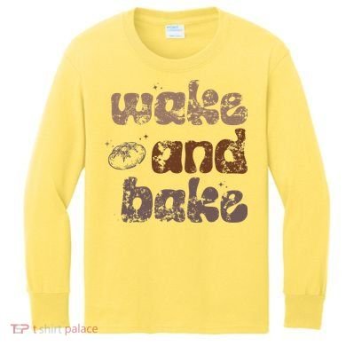 Retro Wake And Bake Funny Sourdough Starter Bread Baking Kids Long Sleeve Shirt
