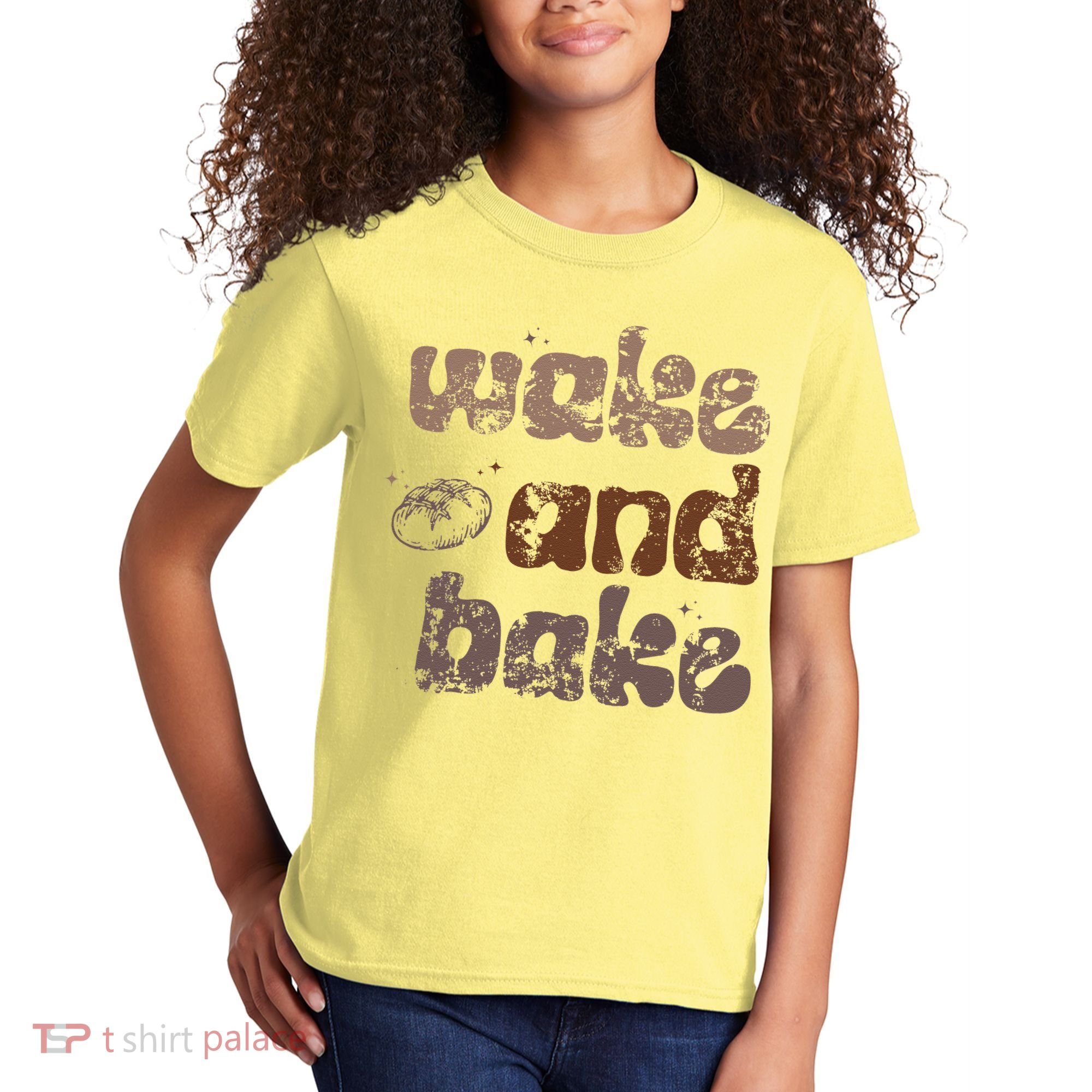 Retro Wake And Bake Funny Sourdough Starter Bread Baking Kids T-Shirt