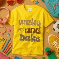 Retro Wake And Bake Funny Sourdough Starter Bread Baking Kids T-Shirt thumb 3