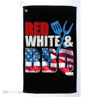 Red White And BBQ American USA Flag Golf Towel thumb 0
