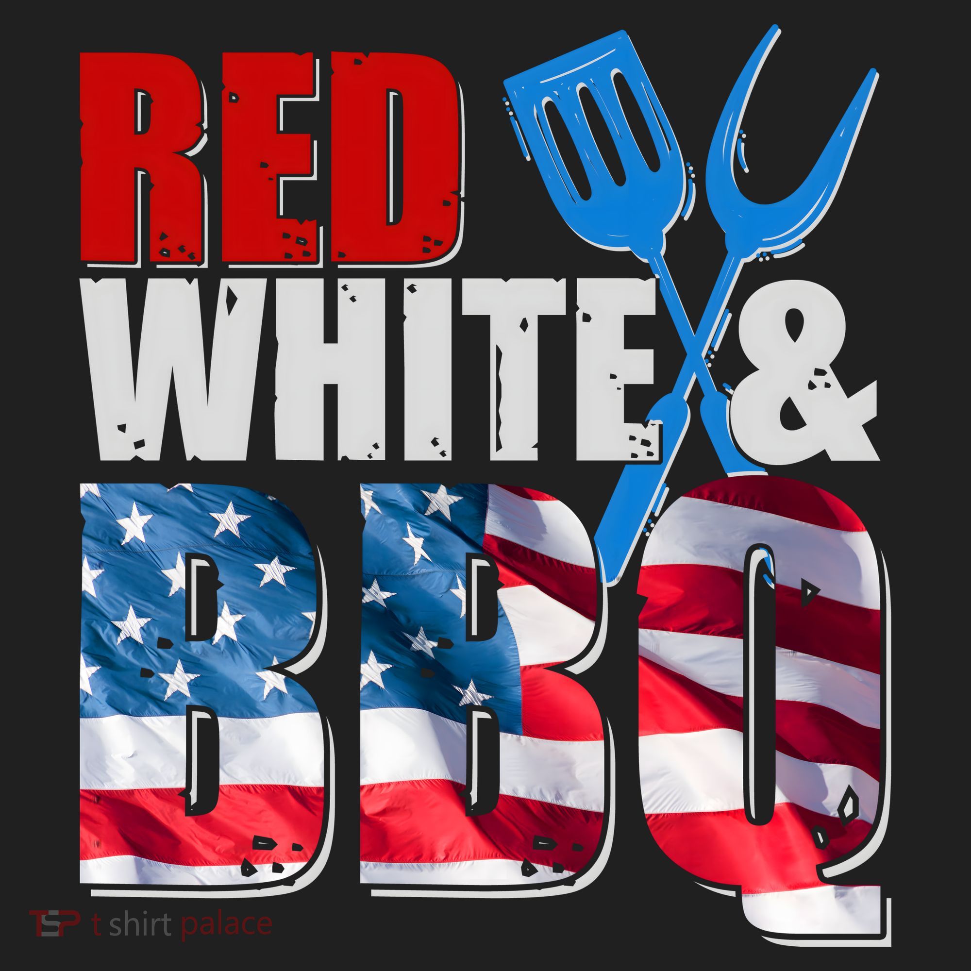 Red White And BBQ American USA Flag Golf Towel