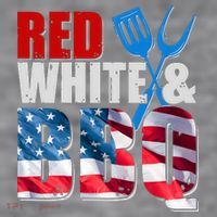Red White And BBQ American USA Flag Women's Racerback Cropped Tank thumb 2