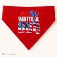 Red White And BBQ American USA Flag USA-Made Doggie Bandana thumb 0