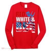 Red White And BBQ American USA Flag Long Sleeve Shirt thumb 0