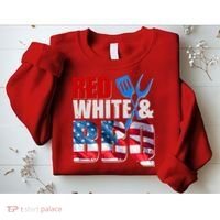 Red White And BBQ American USA Flag Sweatshirt thumb 2