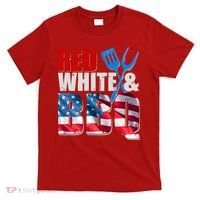 Red White And BBQ American USA Flag T-Shirt thumb 0