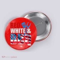 Red White And BBQ American USA Flag Button thumb 0