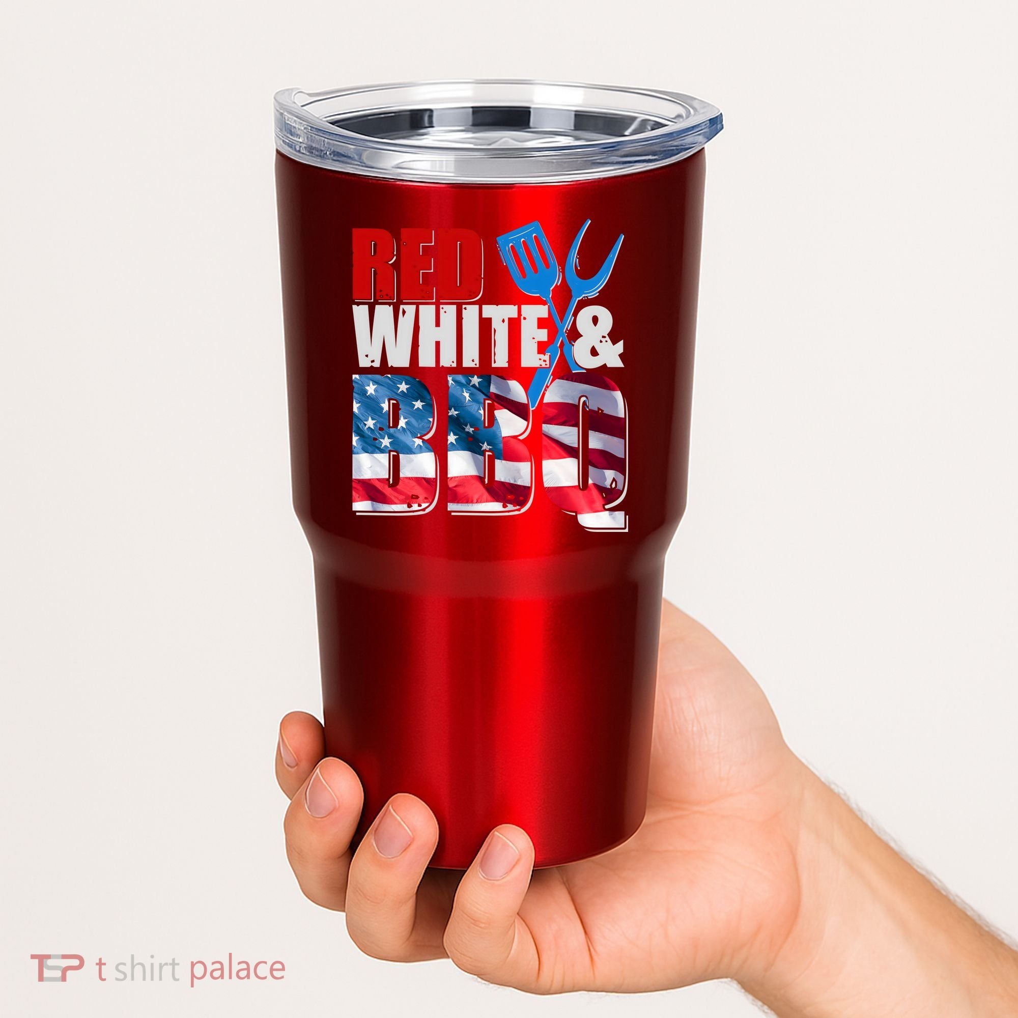 Red White And BBQ American USA Flag Tumbler