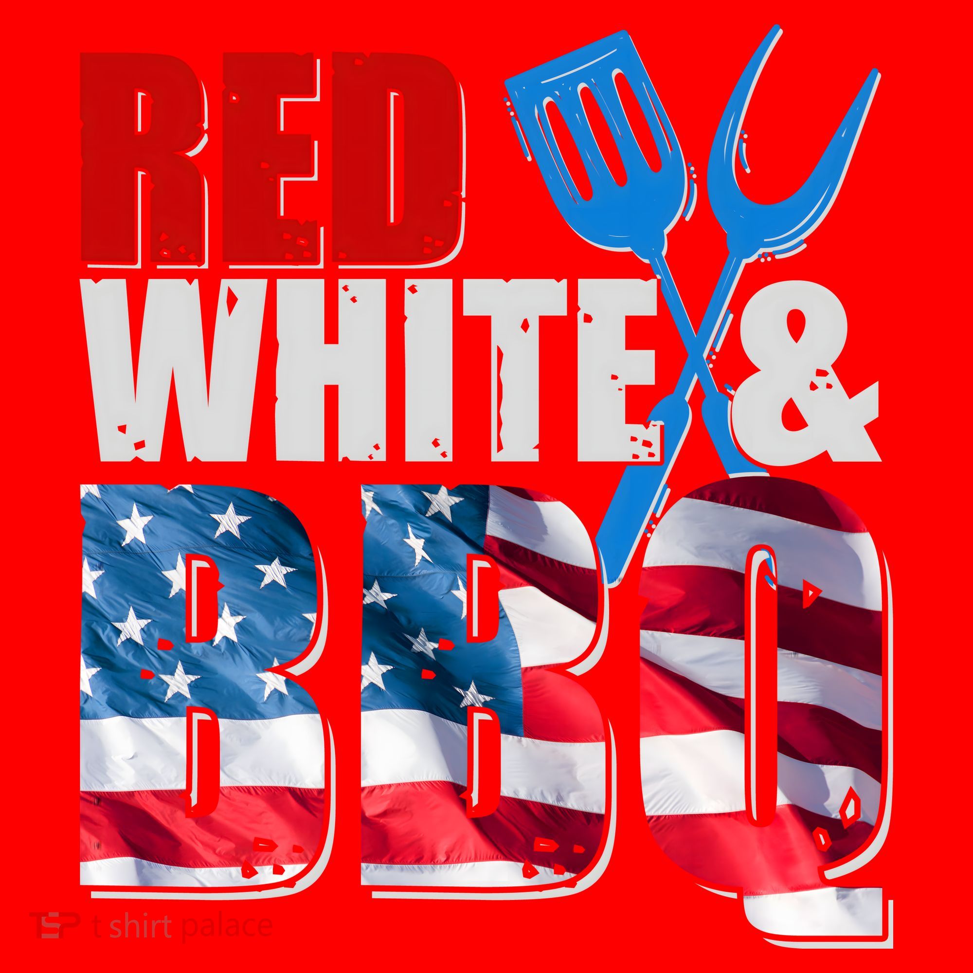 Red White And BBQ American USA Flag Women's Tank Top
