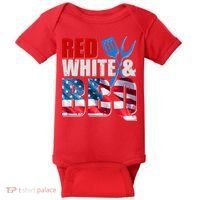 Red White And BBQ American USA Flag Baby Bodysuit thumb 0