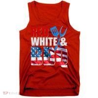 Red White And BBQ American USA Flag Tank Top thumb 0
