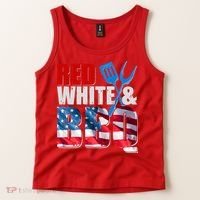 Red White And BBQ American USA Flag Tank Top thumb 2
