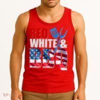 Red White And BBQ American USA Flag Tank Top thumb 3