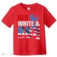 Red White And BBQ American USA Flag Toddler T-Shirt thumb 0