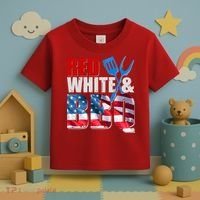 Red White And BBQ American USA Flag Toddler T-Shirt thumb 3