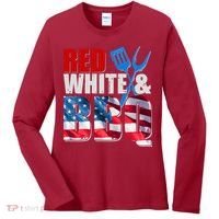 Red White And BBQ American USA Flag Women's Long Sleeve Shirt thumb 0