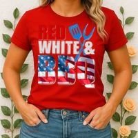 Red White And BBQ American USA Flag Women's T-Shirt thumb 2