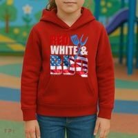 Red White And BBQ American USA Flag Kids Hoodie thumb 3