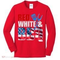 Red White And BBQ American USA Flag Kids Long Sleeve Shirt thumb 0