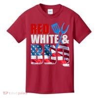Red White And BBQ American USA Flag Kids T-Shirt thumb 0